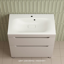 Style Line Тумба с кварцевой раковиной жасмин Остин 80 крем – фотография-2